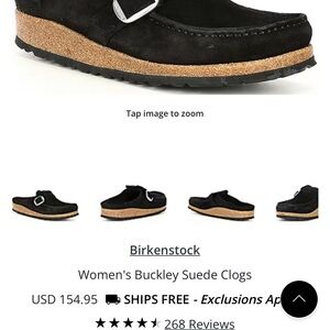 Birkenstock Black Buckley Suede Clogs